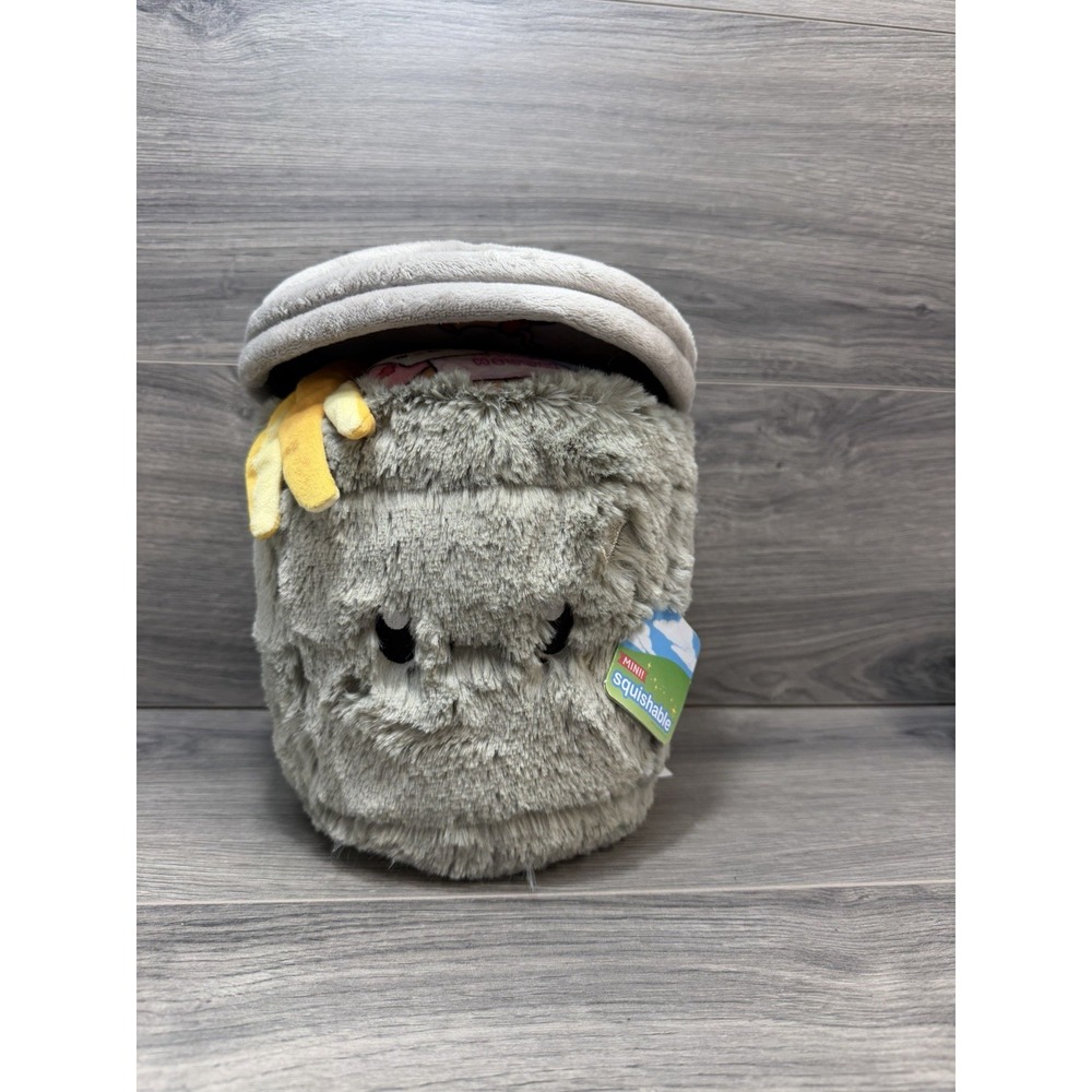New Squishable Trash Can Plush Toy Gray Standard Size Garbage Soft Adorable